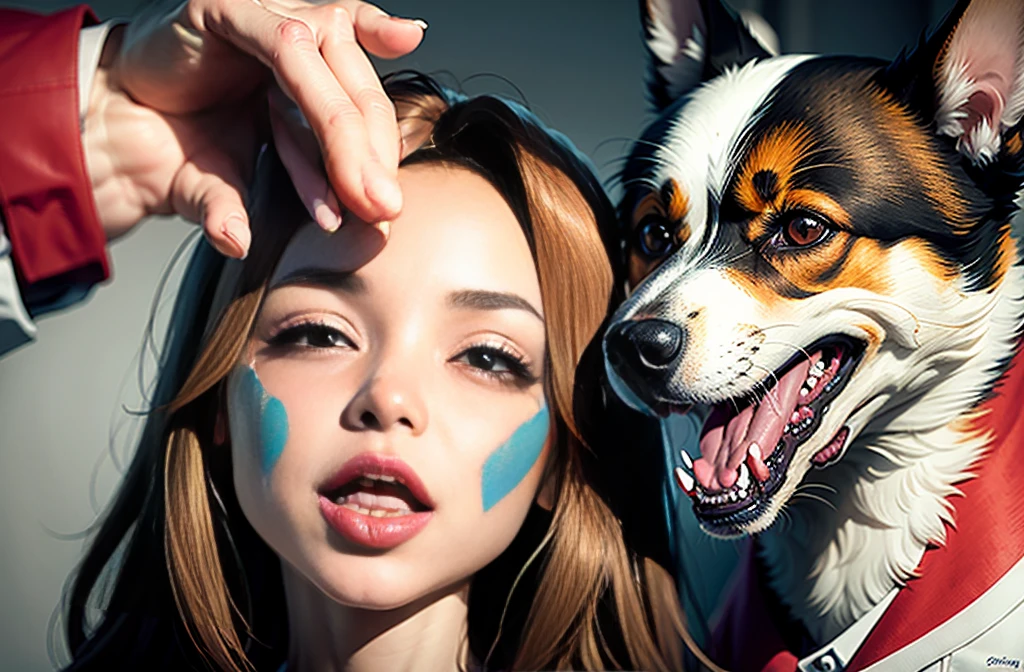 A dog licking a face
