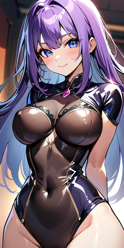 ((Highest quality、masterpiece、anime style、best quality、high resolution、8k、detailed、ultra-detailed:1.3))、Long legs、Sharp focus:1.2, Beautiful woman with perfect figure:1.4、(Smiling:1.2), double eyelid、30-year-old female、Sexy pose、((((Close your mouth、One Woman、Witch、Luxury hotel lounge))))、(((((Hands on the side of the body)))))