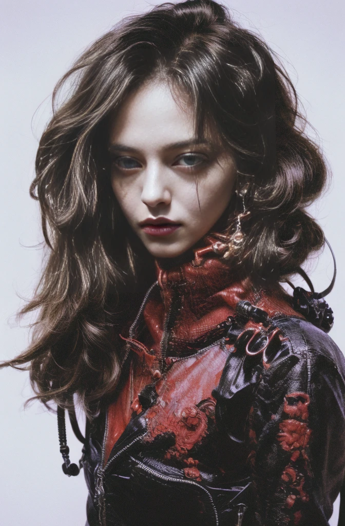 cyber punkワールド上の女兵士, Cyber Soldier, Female Cyborg Soldier, Strangely glowing neon lights, Firearms, machine gun, bazooka, Very beautiful and detailed eyes, Beautiful and delicate eyes,ear piercing、((Vibrant color scheme)), Black leather jacket, Delicate facial features with glossy lips and textured skin、Very detailed, Super complicated, High-quality images、Full Body Shot、Multiple Exposure Photography、Create images with amazing effects、Use a glamorous style、Digital art inspired by Ignacy Witkiewicz, Featured on cgsociety, Gothic art, Natalie Shaw Tom Bagshaw, Heavenly beauty, In the world of red dreams, Red ornaments, bright red, Profile photo 1024px, cyber punk hacker, Portrait of a digital shaman, Digital Artist, cyber punk))), cyber style, cyber punk horror style, タデウシュ・プルシュコフスキによるcyber punkアート, It was a hot topic on Art Station...., 詳細なcyber punkのイラスト, 高度なデジタルcyber punkアート, cyber punkマシンのポートレート, デジタルcyber punk - アニメアート, デジタルcyber punkアニメアート, cyber punkをテーマにしたアート, 夢のようなcyber punkガール, cyber punk))))), hacker, Cyberpsycho, Ghost in the machine, Android Mystic, Digital Art, Digital Artファンタジー, 美しいDigital Art, 素晴らしいDigital Art, ファンタジーDigital Art, Detailed digital 3D art, colorfull Digital fantasy art, 素晴らしいDigital Art, 素晴らしいDigital Art, Digital fantasy art ), Digital fantasy art, 息を呑むようなDigital Art, detailed ファンタジーDigital Art, 精巧なDigital Art, The female demon living in the machine, Profile photo 1024px, cyber punk hacker, Portrait of a digital shaman, Digital Artist, cyber punk))), cyber style, cyber punk horror style, cyber punk))))), hacker, Cyberpsycho, Android Mystic, Digital Art, Beautiful artwork illustration, Highest quality, The perfect angle, Perfect composition, Best Shot, Official Art, Cinematic Light, Figurative art, 美しく表現力豊かなDigital Art