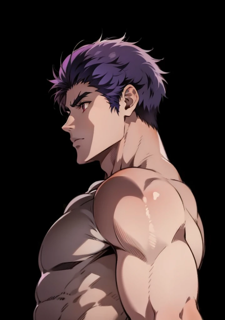 Generate an anime-style art image of a protagonist character, Hero , with purple hair .