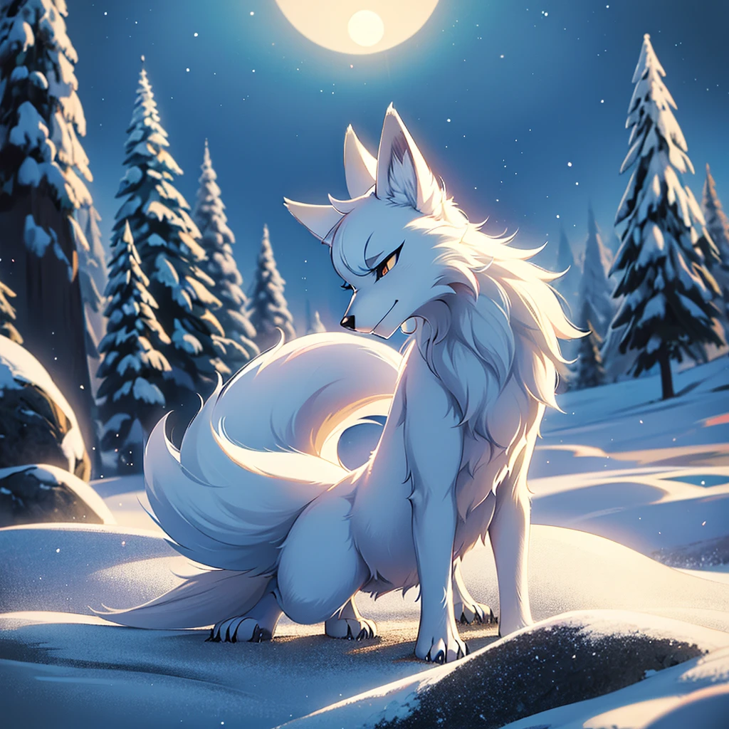 arctic fox, male, solo, furry