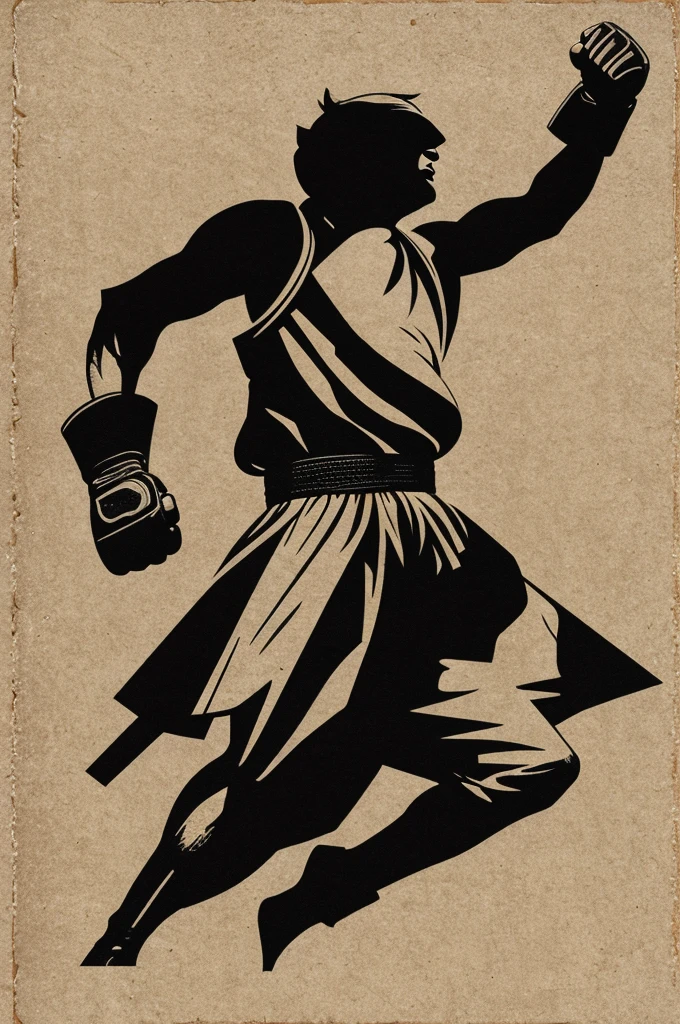 Image of a fighter in linoleum effect