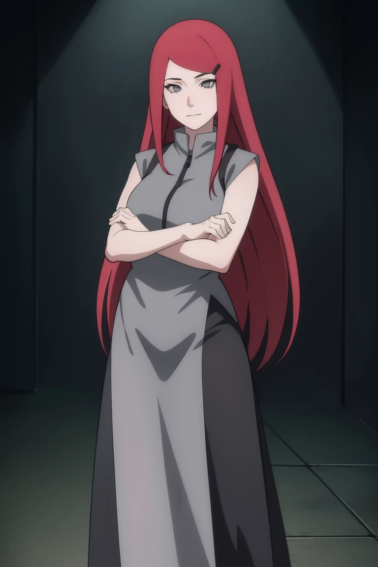 {-error_of_Anatomy:1.0} kushina, kushina, wide, hair ornament, Red hair, Red head, Hair clip, (grey eyes:1.5), ofsnuda, crossed arms, REST inside, BREAK (Masterpiece:1.2), Best Quality, high resolution, fondo of pantalla of unidad 8k, (illustration:0.8), (Hermosos ojos oftallados:1.6), cara extremadamente oftallada, perfect lighting, CG extremadamente oftallado, (perfect hands, Anatomy perfecta), NSFW