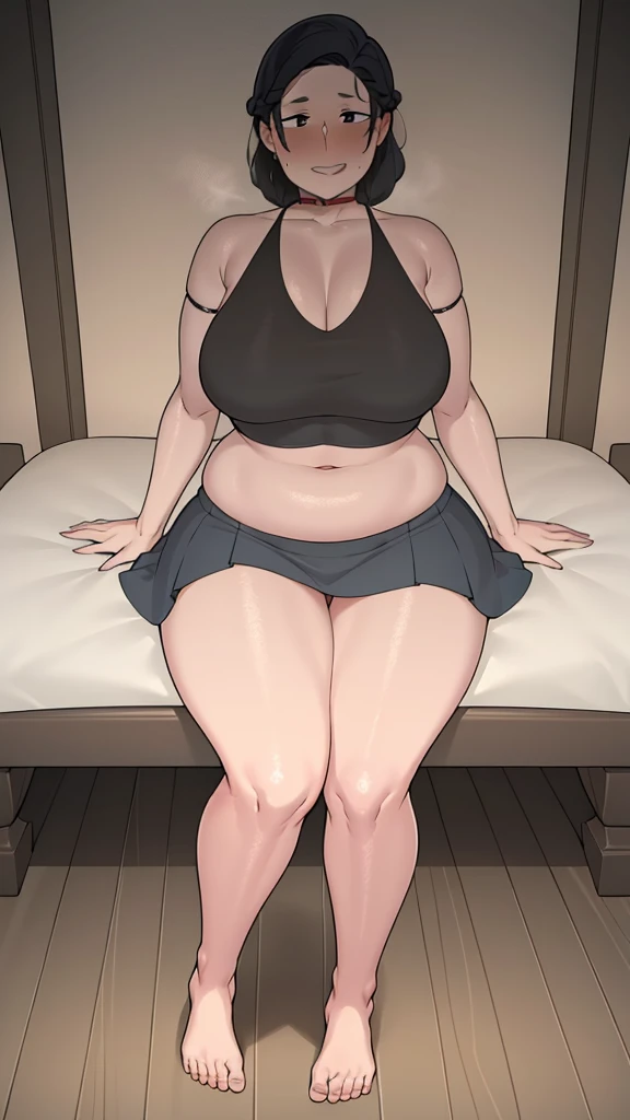 (((masterpiece))),(((High resolution)))、Beautiful office lady wearing black sleeveless sweater and pencil skirt, Looking at the camera, ((Top quality eyes)), Detailed face, ((Detailed Texture)), hentai, from below, Absolute area
