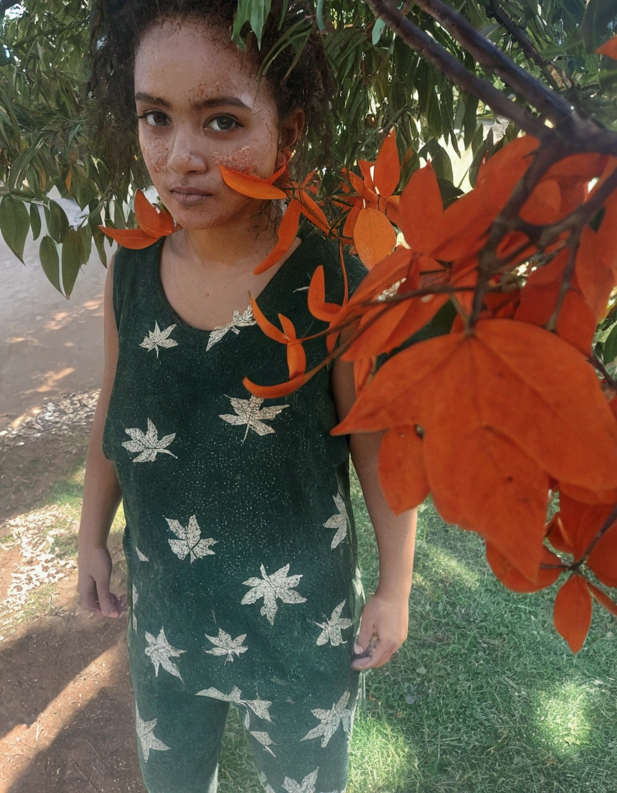 Remove the orange leaves from your face