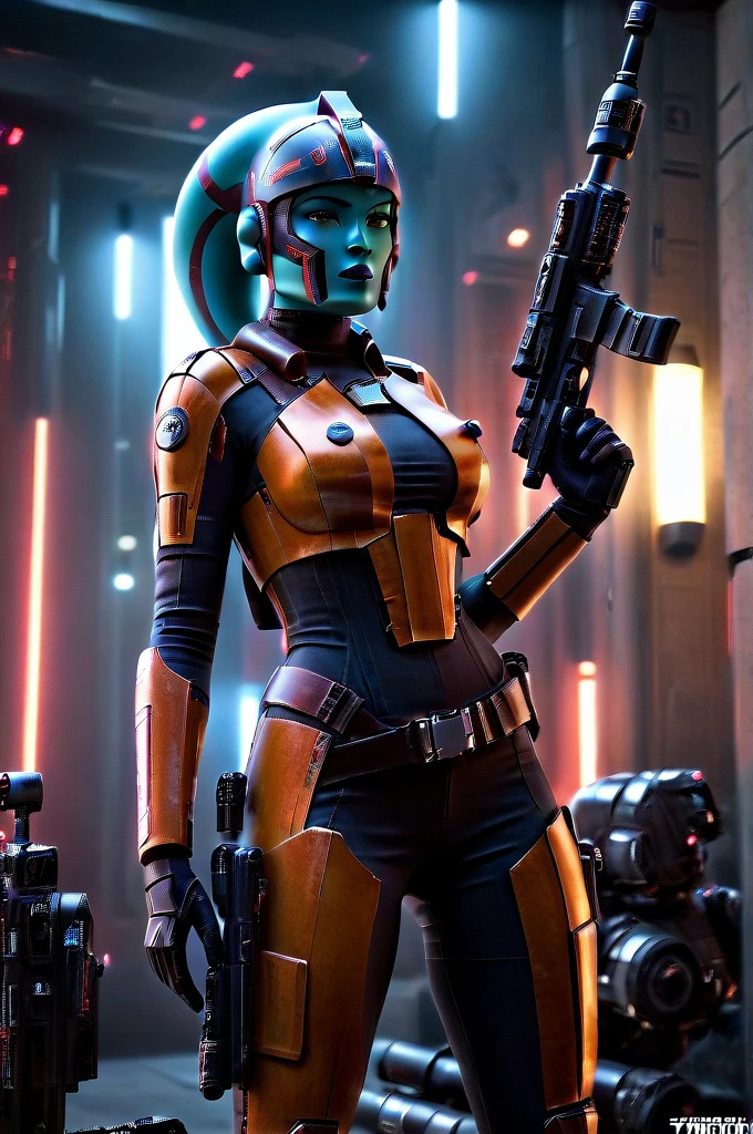 A ((female Twi'lek ))Mandalorian, detailed futuristic armor, intricate helmet, jetpack, blaster rifle, epic pose, dramatic lighting, gritty sci-fi atmosphere, cinematic, dramatic colors, highly detailed, 8k, photorealistic, masterpiece female Twi'lek
