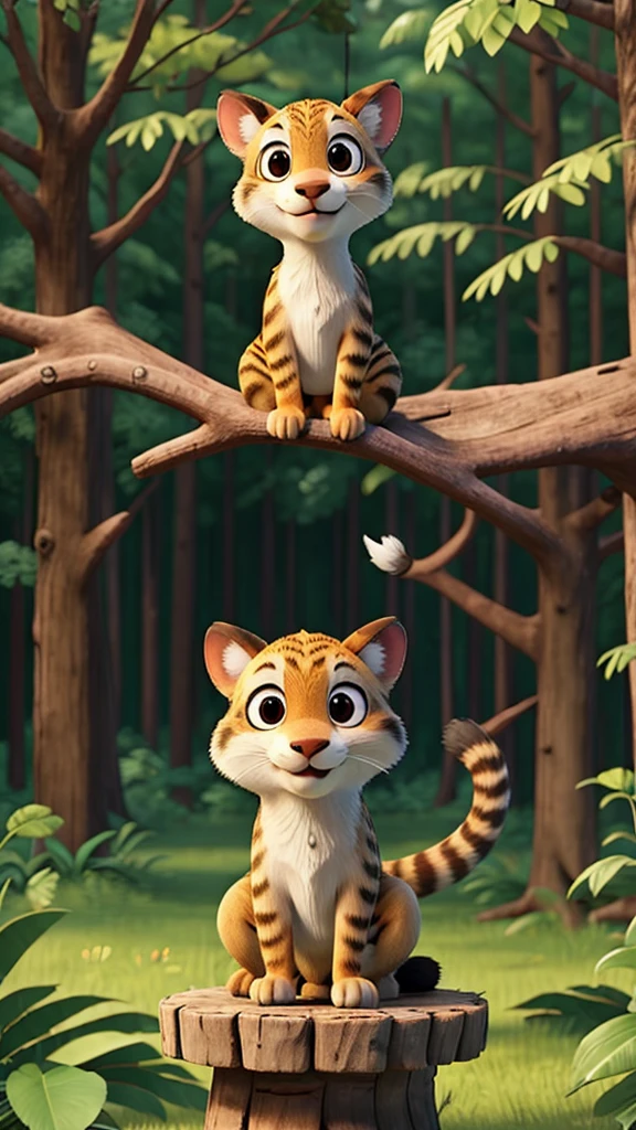 Happy and free wild animals in the forest