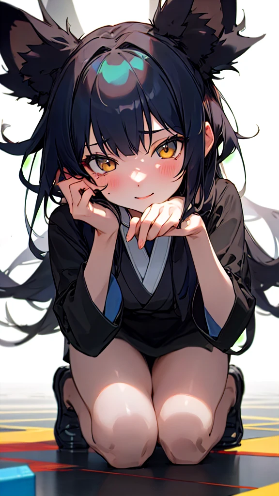 (8k, best quality, master piece: 1.2),super high resolution,1 girl, 独奏, kneel down on the ground and apologize, hands on ground ,ultra-detailed face, Selfie、yukata、Random hairstyle、Random hair color、one's home、(bed)、Midnight、Out of the window、Starry Sky, Collarbone, Ecstatic expression,