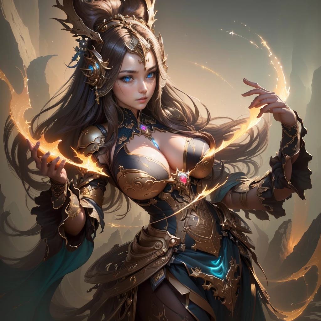 masterpiece, Highest quality, (Highly detailed CG Unity 8k wallpaper), (Highest quality), (Best illustrations), (Best Shadow), Absurd, Realistic lighting, (abyss), Beautiful sparkle, art:PeterMohrBacher,, Highly detailed CG unit 8k wallpaper, masterpiece, High resolution, highest quality, highest quality real texture skin, Super real, Digital Painting, Best image quality, 最High resolution, 8k, (((Highly detailed eyes and face, Beautiful eyes every detail))), disproportionate breasts, huge breasts, sagging breasts, gigantic breasts,