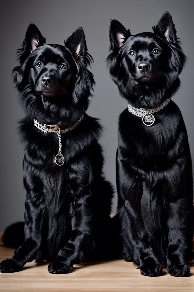 black fur dogs