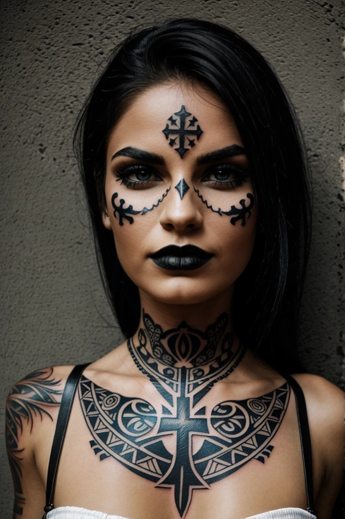 Gothic neotribal cross tattoo