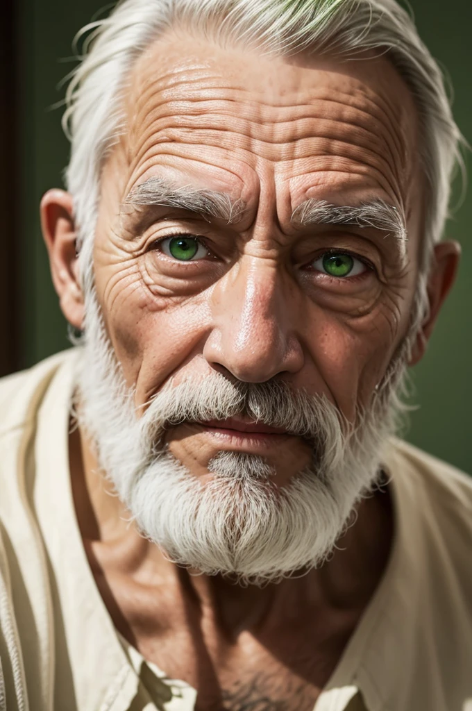 Beautiful old man with green eyes