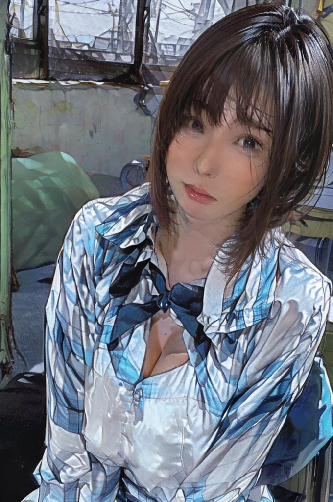 8K, RAW Portrait (Japanese women),masterpiece、PhotoRealistic:1.3、Realistic, Ultra-high resolution, Highest quality, Real Life Photos ,( in the evening :1.1),(((Showing panties:1.4)))、((Visible panties:1.4))、((A girl sitting on a train seat on the Yamanote Line and looking at her smartphone:Double big eyes))、{{((((One Girl:1.5))))}}, (((電車内でスカートをたくし上げてShowing panties18歳の女子:1.4)))、(Cute face:1.3),(())、((Tight mini skirt)and(Sheer, tight short-sleeved turtleneck:Red bra shows through))、(()、{{Very short bob hair:1.5}}、(Written boundary depth:1.3)、 ((Dark brown eyes:1.2))、(Real skin texture:1.3)、(Immersive atmosphere:0.8、Chiaroscuro:1.2) 、(Look Viewer:1.3)、((Expressionless:1.3))、((Red cheeks:1.1))、((彼女はandても小さい, Realistic, Colorful panties made of lace.))、((Showing panties:1.4))、((A woman rolling up her skirt))、((Emphasize panties))、((Spread your legs out to the side:1.4))、Detailed panties pattern、Panty Focus、