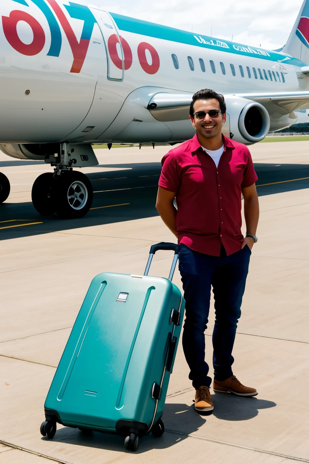 Could you take a photo of Fernando Vázquez with luggage arriving in Uruguay?