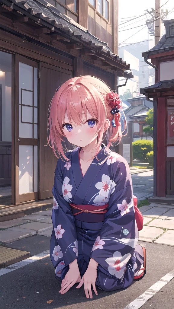 (8k, best quality, master piece: 1.2),super high resolution,1 girl, 独奏, kneel down on the ground and apologize, hands on ground ,ultra-detailed face,yukata、Random hairstyle、Random hair color、one&#39;s home、(bed)、Midnight、Out of the window、Starry Sky, Collarbone, Ecstatic expression, high angle, 