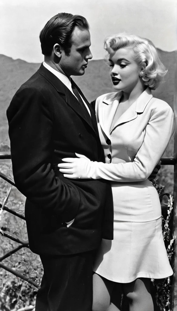 Actor Marlon Brando and Actress Marilyn Monroe as a couple 