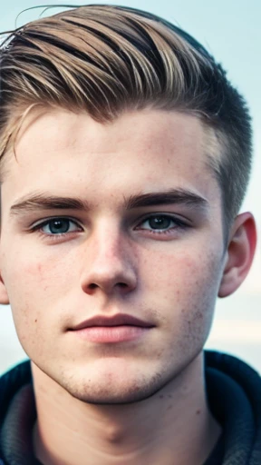 Make a young Icelandic man focus on the face