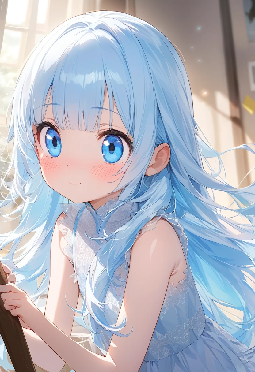 masterpiece, best quality, extremely detailed, (illustration, official art:1.1), 1 girl ,(((( light blue long hair)))), ,(((( light blue long hair)))),light blue hair, , long hair ((blush)) , cute face, big eyes, masterpiece, best quality,(((((a very delicate and beautiful girl))))),Amazing,beautiful detailed eyes,blunt bangs((((little delicate girl)))),tareme(true beautiful:1.2), sense of depth,dynamic angle,,,, affectionate smile, (true beautiful:1.2),,(tiny 1girl model:1.2),)(flat chest) ,(((black high neck sleeveless top:1.3)))、shorts、Firework Venue、firework ,Photographing the sky from below,Precise focus,randome pose,cinema4d,Drama