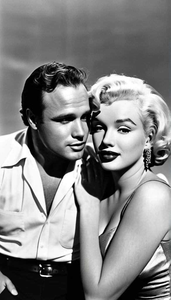 Actor Marlon Brando and Actress Marilyn Monroe as a couple