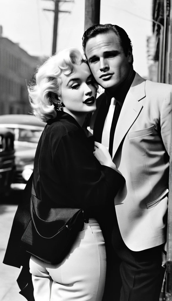 Actor Marlon Brando and Actress Marilyn Monroe as a couple 