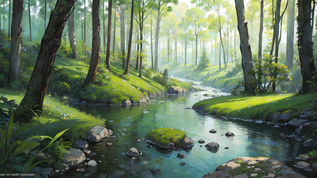 ((Highest quality)), ((masterpiece)), (detailed),tranquil forest nature