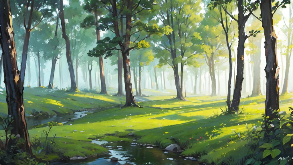((Highest quality)), ((masterpiece)), (detailed),tranquil forest nature