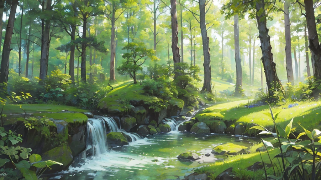 ((Highest quality)), ((masterpiece)), (detailed),tranquil forest nature