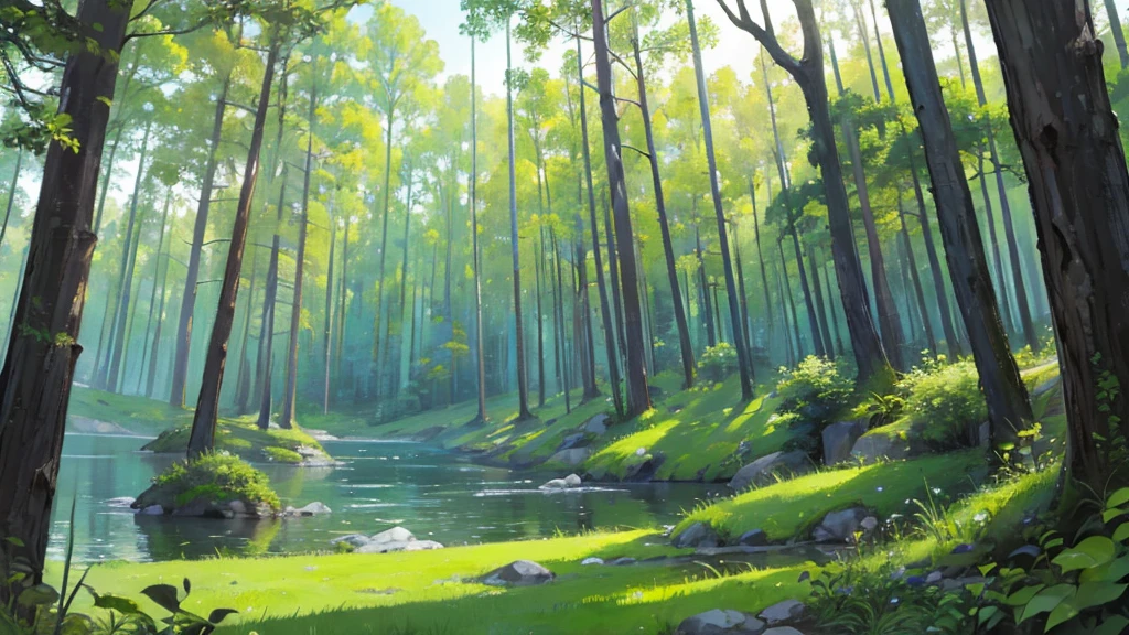 ((Highest quality)), ((masterpiece)), (detailed),tranquil forest nature