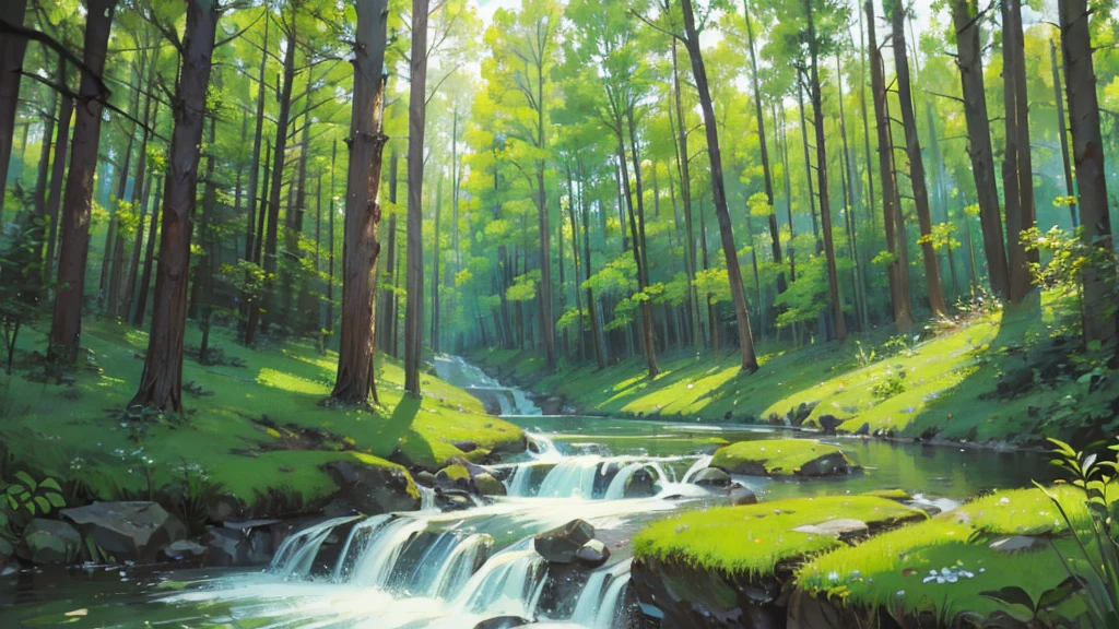 ((Highest quality)), ((masterpiece)), (detailed),tranquil forest nature