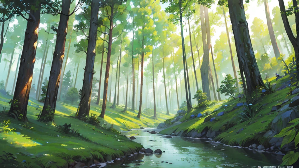 ((Highest quality)), ((masterpiece)), (detailed),tranquil forest nature