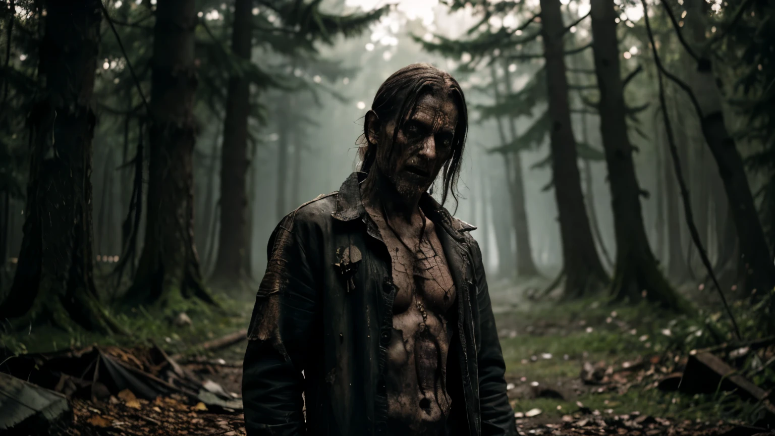 Zombie man, dead alive, misshaped, distressed appearance, tattered garments, mournful look, rotten, zumbi rotten, corpo rotten, pele rotten, decomposition, corpo em decomposition, pele em decomposition, cenário tenebrosa, grimdark, grim, cenario grimdark, Zombie man em decomposition, standing, tenebrosa, Zombie man, dead alive, misshaped, distressed appearance, tattered garments, mournful look, rotten, zumbi rotten, corpo rotten, pele rotten, decomposition, corpo em decomposition, darkskin, pele em decomposition, cenário tenebrosa, grimdark, grim, cenário grimdark, Zombie man em decomposition, standing, tenebrosa, becu tenebrosa, luga tenebrosa, phantom, dark ambient, ambiente tenebrosa, ambiente grimdark, ambient com shunlight, shunlight, forst, old clothing, damaged clothes, natta,
