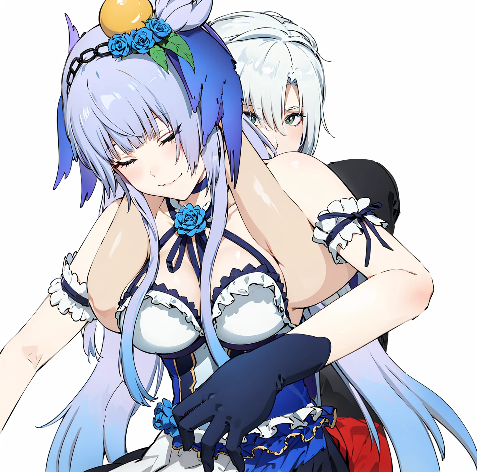 Robin from honkai star rail, showing back, playful gaze, sweating