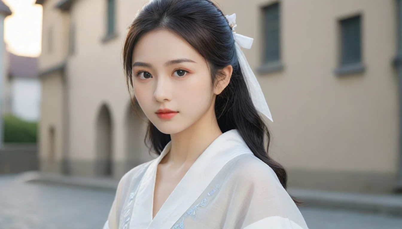 8k, Ultra-high resolution, Highest quality, masterpiece, 三分割法によるphotograph,Surreal, photograph, 1 Girl, (16 years old:1.3), pretty girl, Cute Face, Beautiful eyes in every detail, 細かくdetailedに,masterpiece,One Girl:1.2, Japan Female Announcer,extream close up,disgust,Long black hair,Loose curly hair,(Dressed in medieval European clothing:1.3),(印象派の美しい少女のPortraiture), (Standing in a medieval European square:1.3), (After the Rain), (Sunset reflection), (Impressionist light and colour),Realistic Skin, Perfect and beautiful face ,完璧でCute Face, Skin with attention to detail, Perfect limbs、Narrow waist,Looking at the audience、beauty,Long neck、(((Ideal body type))),A cup small breasts :2,Portraiture:2,Perfect Anatomy,鮮明なdetailed,detailed,Surreal,Light and shadow,darkness