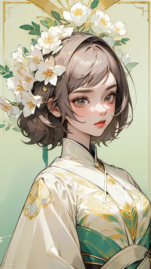 (((masterpiece))),best quality,illustration,beautiful detailed glow,1girl, Various flowers,paper_cut,