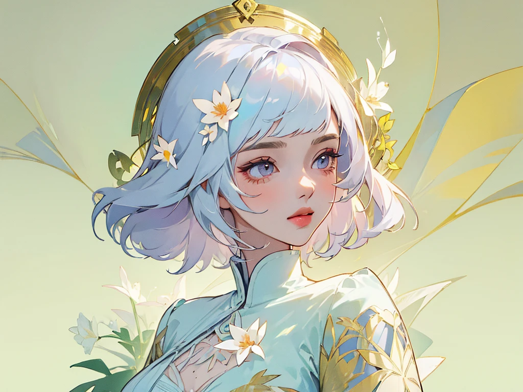 (((masterpiece))),best quality,illustration,beautiful detailed glow,1girl, Various flowers,paper_cut,