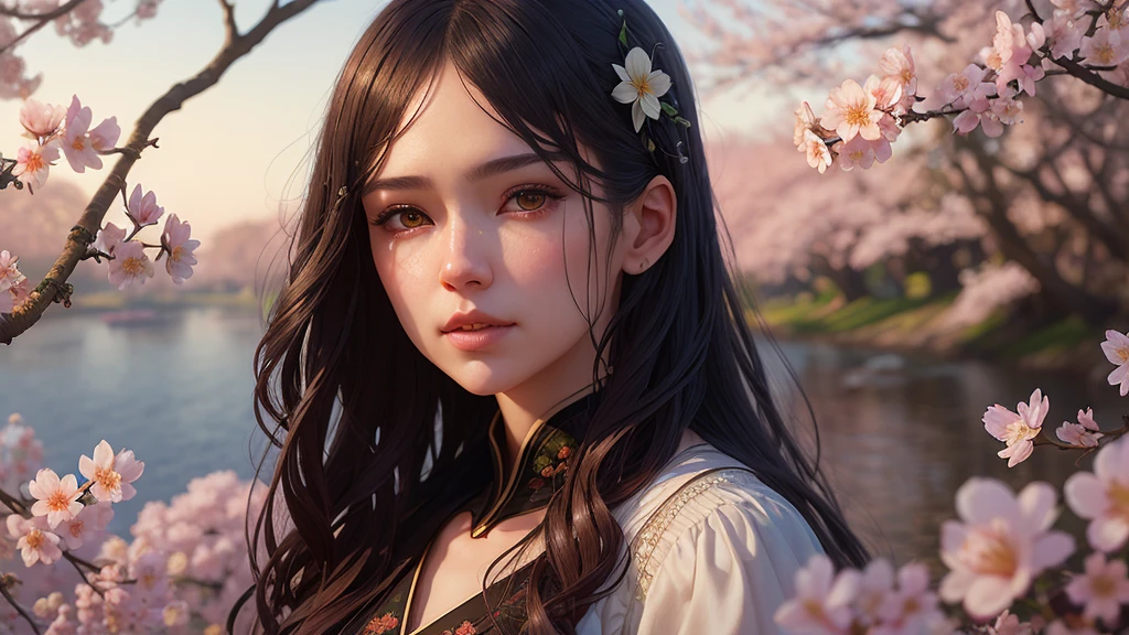 Flowers by Casey Weldon, Olga Kvasha, Miho Hirano, hyperdetailed Complexly detailed gothic art trending on Artstation triadic colors Unreal Engine 5 detailed matte painting, Dark color, Fantasy, Complex detail, Splash screen, Complementary Color, ファンタジーコンセプトart, 8k resolution, Gothic deviantart masterpiece, (Dark Shot:0.9), art:Greg Rutkowski と Artgerm, Soft cinematic light, Adobe Lightroom, Photo Lab, High resolution, Complex, Very detailed, Cherry Blossom,