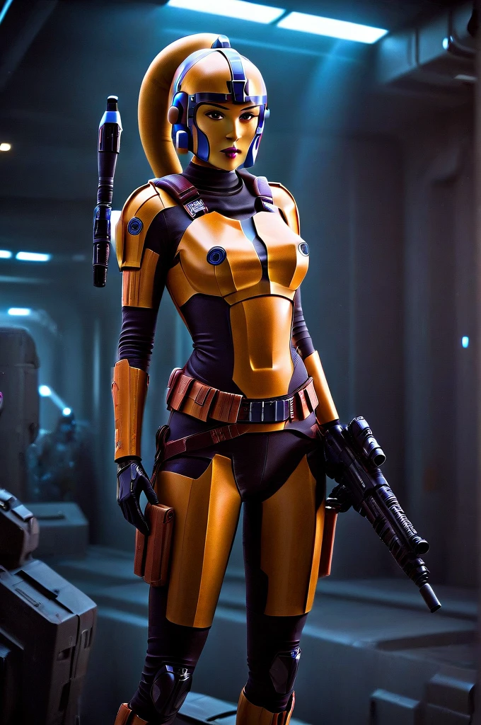 A ((female Twi'lek ))Mandalorian, detailed futuristic armor, intricate helmet, jetpack, blaster rifle, epic pose, dramatic lighting, gritty sci-fi atmosphere, cinematic, dramatic colors, highly detailed, 8k, photorealistic, masterpiece female Twi'lek
