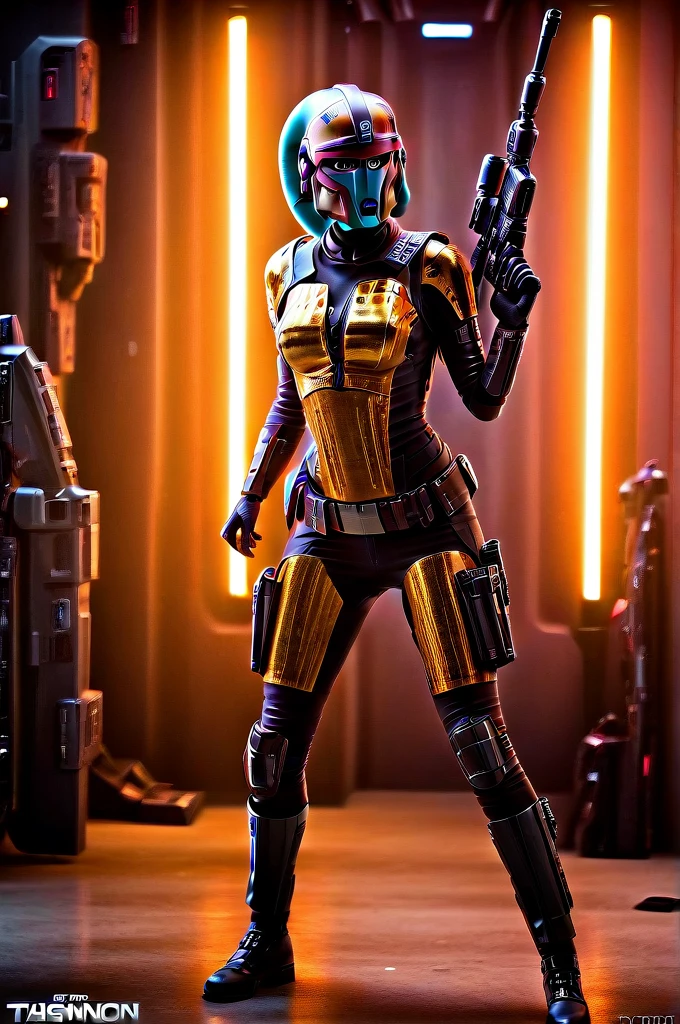 A ((female Twi'lek ))Mandalorian, detailed futuristic armor, intricate helmet, jetpack, blaster rifle, epic pose, dramatic lighting, gritty sci-fi atmosphere, cinematic, dramatic colors, highly detailed, 8k, photorealistic, masterpiece female Twi'lek
