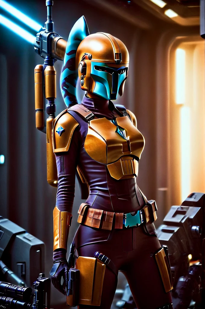 A ((female Twi'lek ))Mandalorian, detailed futuristic armor, intricate helmet, jetpack, blaster rifle, epic pose, dramatic lighting, gritty sci-fi atmosphere, cinematic, dramatic colors, highly detailed, 8k, photorealistic, masterpiece female Twi'lek
