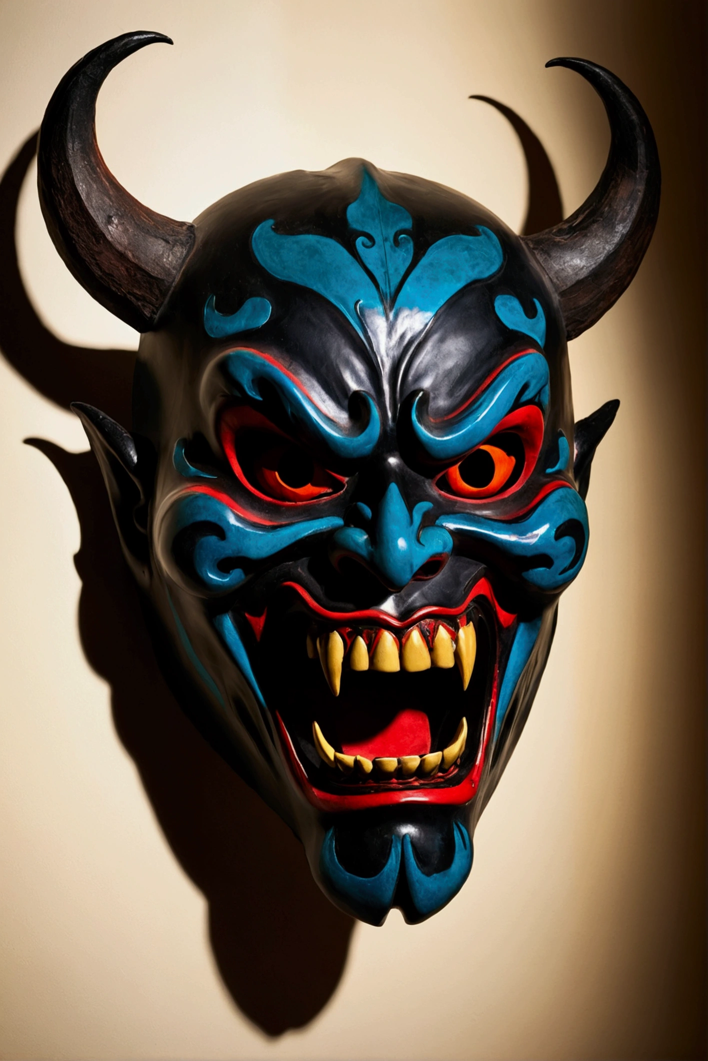 demon noh mask shadow demon scream