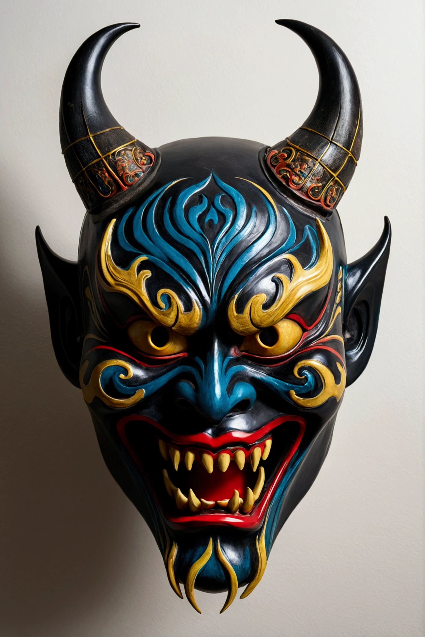 demon noh mask shadow demon scream
