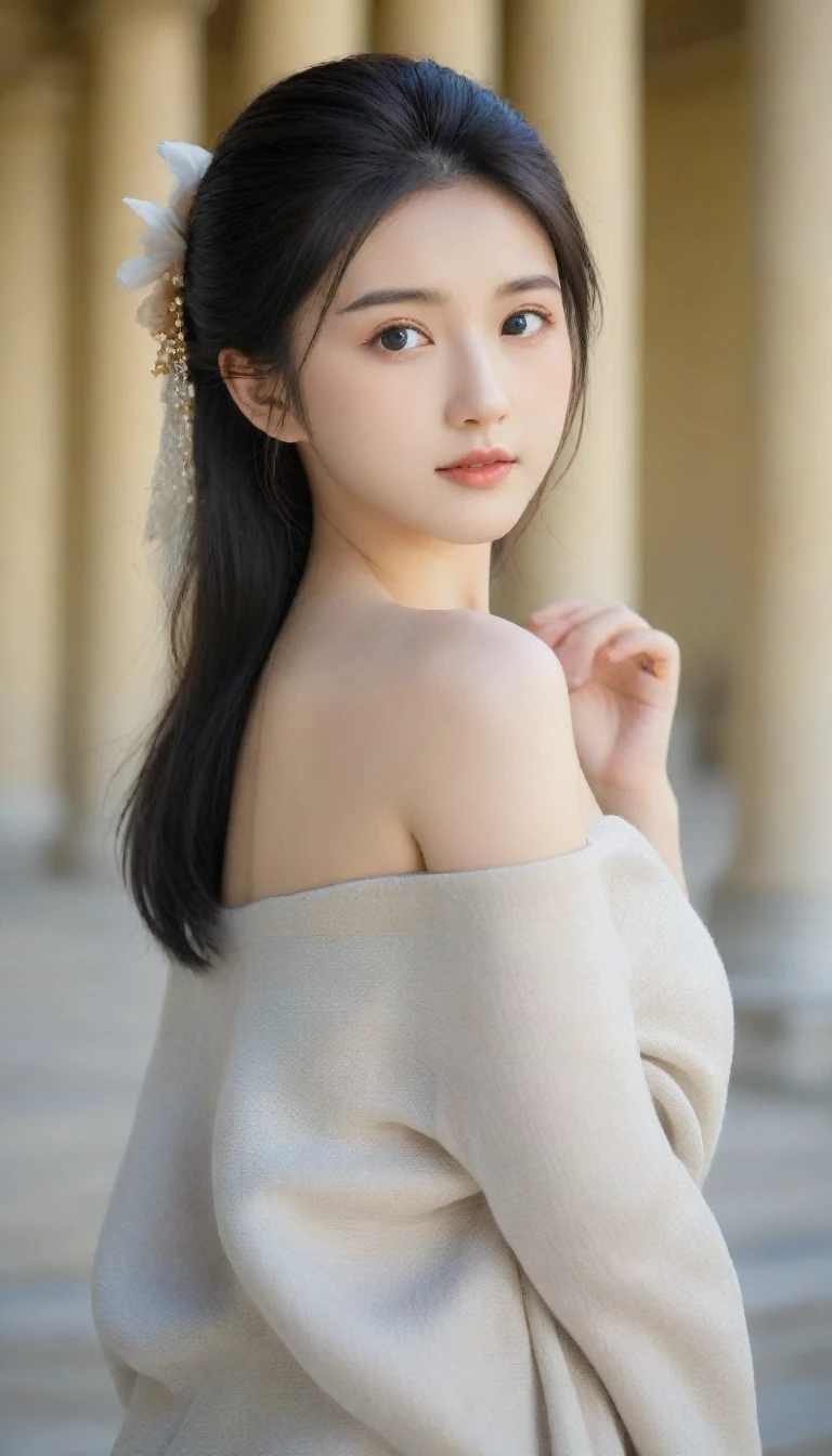 8k, Ultra-high resolution, Highest quality, masterpiece, 三分割法によるphotograph,Surreal, photograph, 1 Girl, (16 years old:1.3), pretty girl, Cute Face, Beautiful eyes in every detail, 細かくdetailedに,masterpiece,One Girl:1.2, Japan Female Announcer,full body,disgust,Long black hair,Curl inside hair,(Nobility of the Bourbon dynasty:1.3),(印象派の美しい少女のPortraiture), Lady,(Standing in the square of the Palace of Versailles:1.3), (After the Rain), (Sunset reflection), (Impressionist light and colour),Realistic Skin, Perfect and beautiful face ,完璧でCute Face, Skin with attention to detail, Perfect limbs、Narrow waist,Looking at the audience、beauty,Long neck、(((Ideal body type))),A cup small breasts :2,Portraiture:2,Perfect ???????,鮮明なdetailed,detailed,Surreal,Light and shadow,darkness