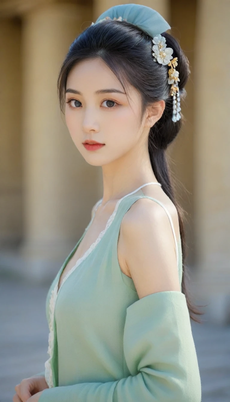 8k, Ultra-high resolution, Highest quality, masterpiece, 三分割法によるphotograph,Surreal, photograph, 1 Girl, (16 years old:1.3), pretty girl, Cute Face, Beautiful eyes in every detail, 細かくdetailedに,masterpiece,One Girl:1.2, Japan Female Announcer,full body,disgust,Long black hair,Curl inside hair,(Nobility of the Bourbon dynasty:1.3),(印象派の美しい少女のPortraiture), Lady,(Standing in the square of the Palace of Versailles:1.3), (After the Rain), (Sunset reflection), (Impressionist light and colour),Realistic Skin, Perfect and beautiful face ,完璧でCute Face, Skin with attention to detail, Perfect limbs、Narrow waist,Looking at the audience、beauty,Long neck、(((Ideal body type))),A cup small breasts :2,Portraiture:2,Perfect ???????,鮮明なdetailed,detailed,Surreal,Light and shadow,darkness