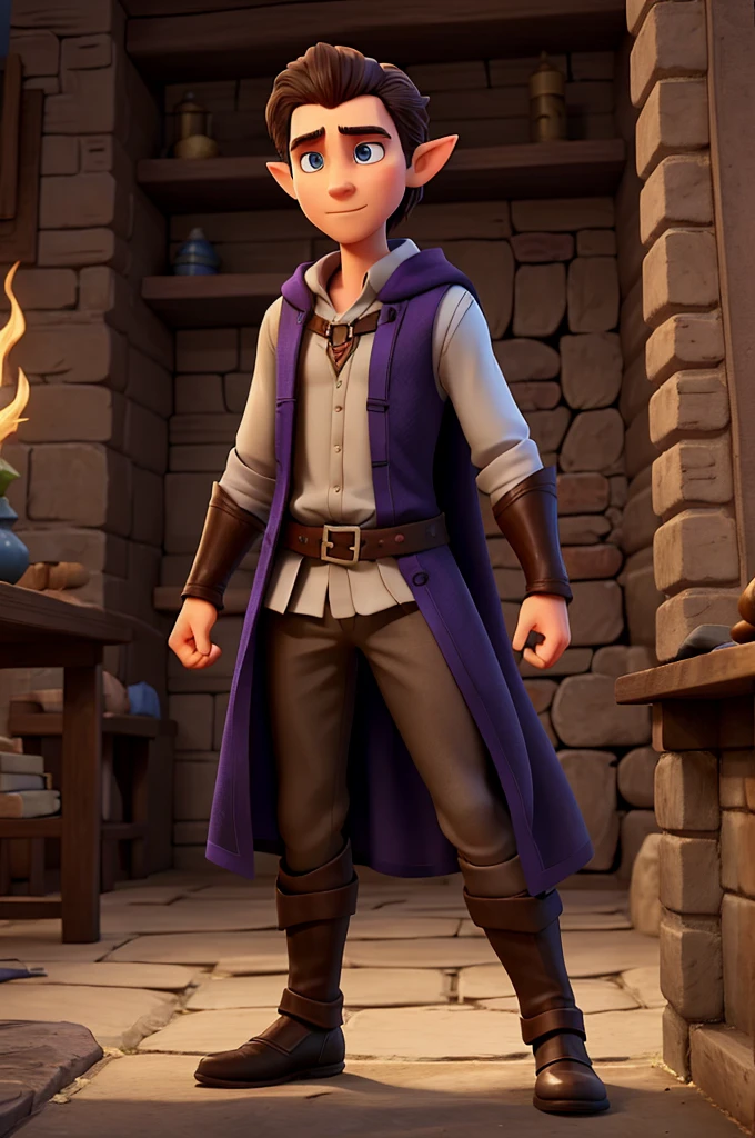 create the image of the following character: Kael, the Mystic of Shadows, Kael is a half-elf who grew up in a city where magic was both a blessing and a curse.. Desde jovem, he showed a talent for illusions, tricking the nobles and escaping trouble. although, when one of his illusions caused a disaster, he was expelled and swore never to use his powers irresponsibly again. sada, he seeks redemption and knowledge. Upon hearing about the Dark Whisper, Kael sees an opportunity to prove himself. He joins the group, believing that their abilities can help deceive and confuse enemies.
motivation:
Kael wants to show he can be a hero, not just a cheater. He also seeks to learn more about ancient magic and its secrets..