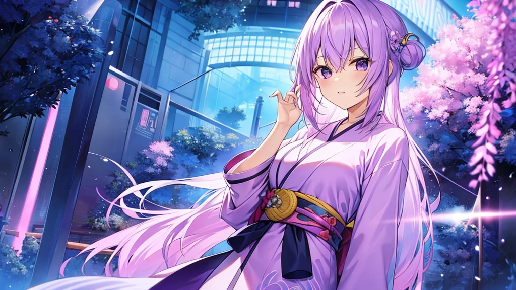 woman clear Light purple hair kimono Anime Style adventure