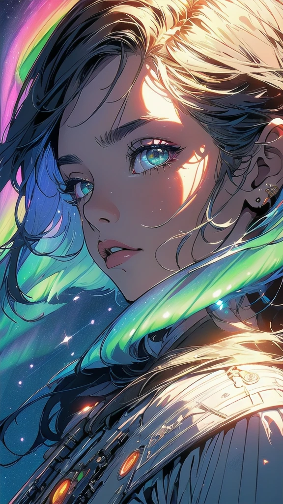 (((masterpiece, highest quality))),(((solo:1.2))),(((1girl:1.2))),(((32k wallpaper))),(very detailed, vintage science fiction),((((((cinematic movie poster)))))),(((((portfolio))))),(((((((Close-up))))))),,((((various angle)))),(((((ultimate highlight))))),((((complete. detailed face)))),(((((Extremely talented))))),(((most complicated machine))),(((text))),(((typography))),(((((best complicated machine))))),(((((super genius mechanic))))),(((((gorgeous light leak))))),(((detailed amazing sparkling eyes))),(((hexagon))),(((Overly complicated background:unlimited Aurora))),
