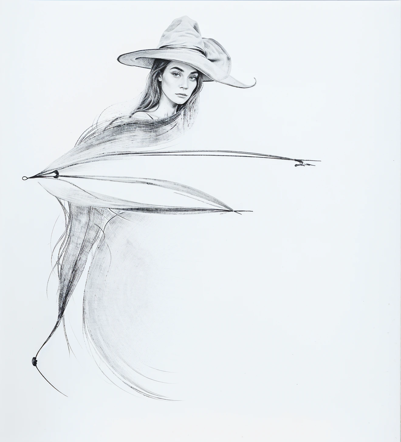 Witch ,fear, Modern hand drawn, line,