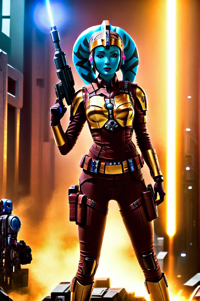 A ((female Twi'lek ))Mandalorian, detailed futuristic armor, intricate helmet, jetpack, blaster rifle, epic pose, dramatic lighting, gritty sci-fi atmosphere, cinematic, dramatic colors, highly detailed, 8k, photorealistic, masterpiece female Twi'lek
