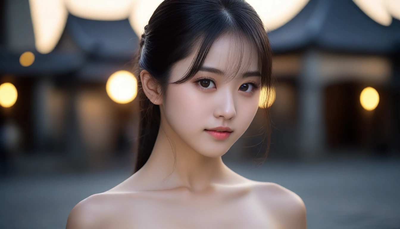 8k, Ultra-high resolution, Highest quality, masterpiece, 三分割法によるphotograph,Surreal, photograph, 1 Girl, (16 years old:1.3), pretty girl, Cute Face, Beautiful eyes in every detail, 細かくdetailedに,masterpiece,One Girl:1.2, Japan Female Announcer,extream close up,disgust,Long black hair,Pulled back hair,(Dressed in medieval European clothing:1.3),(印象派の美しい少女のPortraiture), (Standing in a medieval European square:1.3), (After the Rain), (Sunset reflection), (Impressionist light and colour),Realistic Skin, Perfect and beautiful face ,完璧でCute Face, Skin with attention to detail, Perfect limbs、Narrow waist,Looking at the audience、beauty,Long neck,clavicle,(((Ideal body type))),A cup small breasts :2,Portraiture:2,Perfect ???????,鮮明なdetailed,detailed,Surreal,Light and shadow,darkness