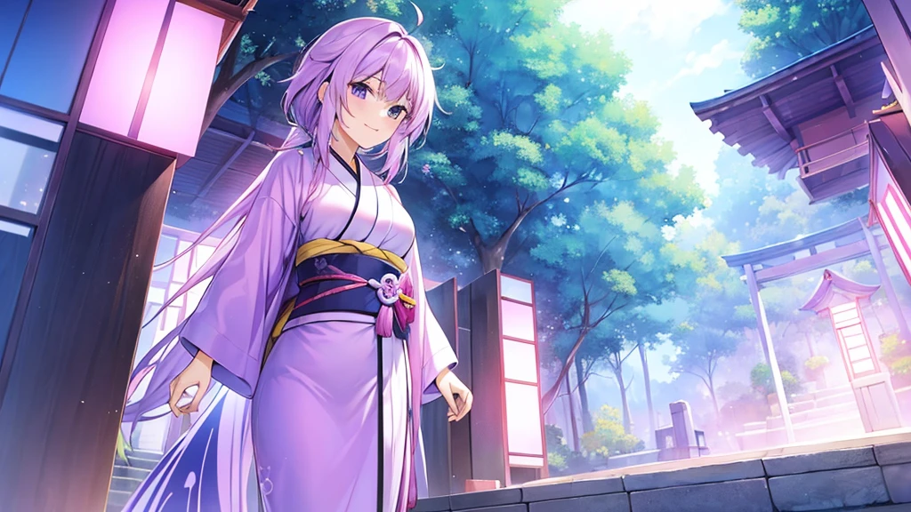 woman clear Light purple hair kimono Anime Style adventure